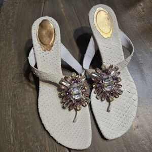 Rene Caovilla Crystal Gold Mules Sandals With Rhinestone Size 39.5 New